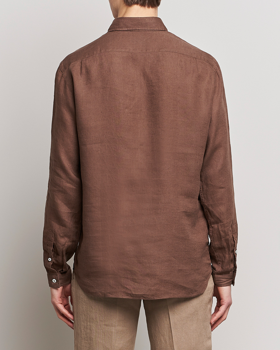 Herren | Hemden | Lardini | Relaxed Linen Popover Shirt Brown