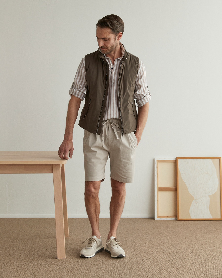 Herren | Hemden | Lardini | Relaxed Striped Linen Popover Shirt Brown/White