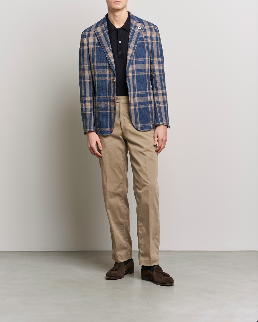 Herren | Sakkos | Lardini | Cotton/Linen Melange Seersucker Blazer Navy