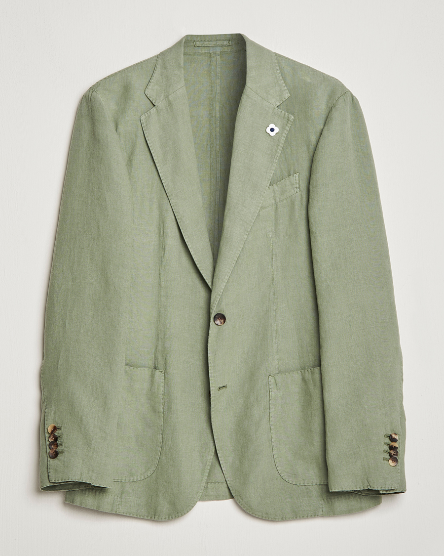 Herren | Sakkos | Lardini | Patch Pocket Linen Blazer Olive