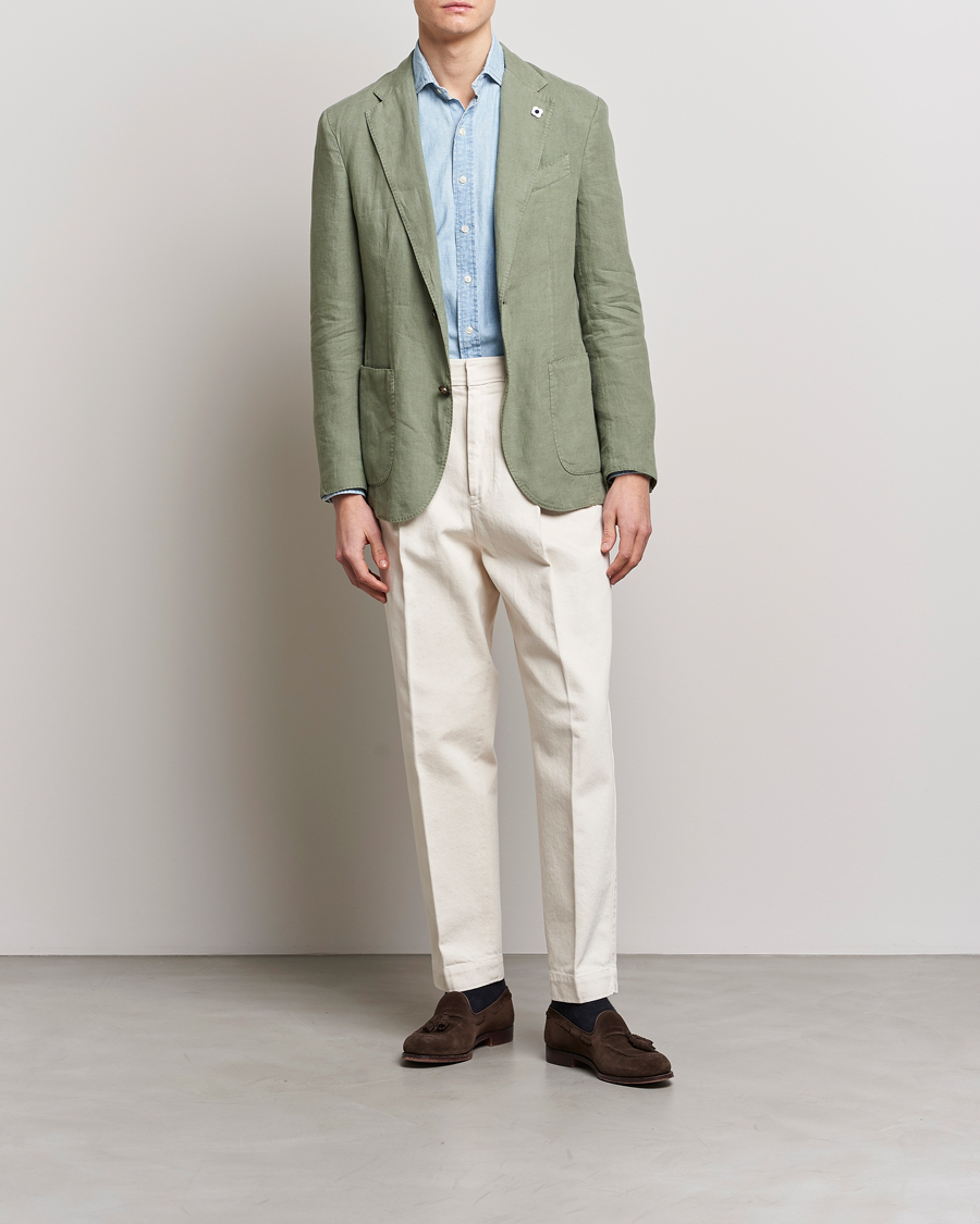 Herren | Sakkos | Lardini | Patch Pocket Linen Blazer Olive
