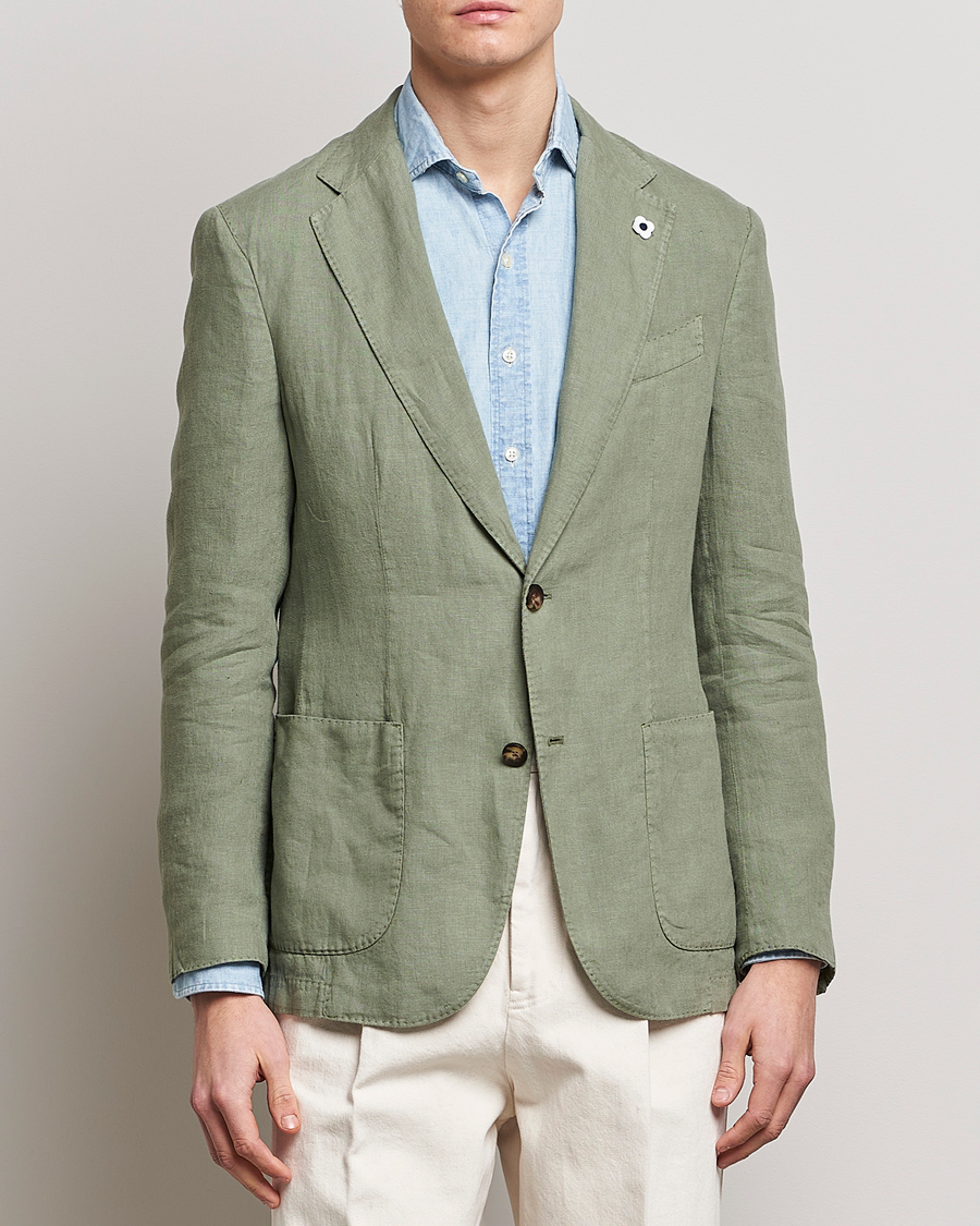 Herren | Sakkos | Lardini | Patch Pocket Linen Blazer Olive