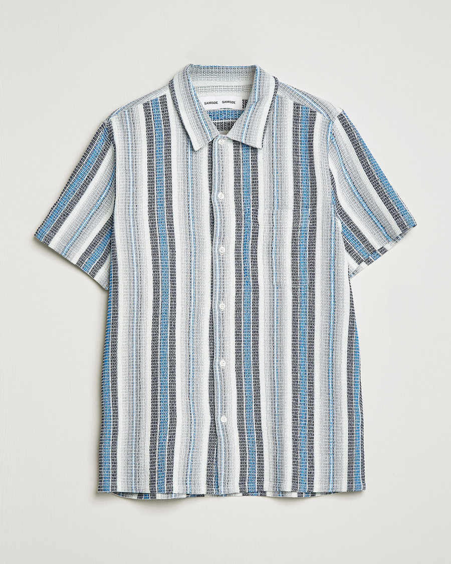 Herren | Hemden | Samsøe Samsøe | Samsøe & Samsøe Avan Organic Cotton Short Sleeve Shirt Blue Stripe
