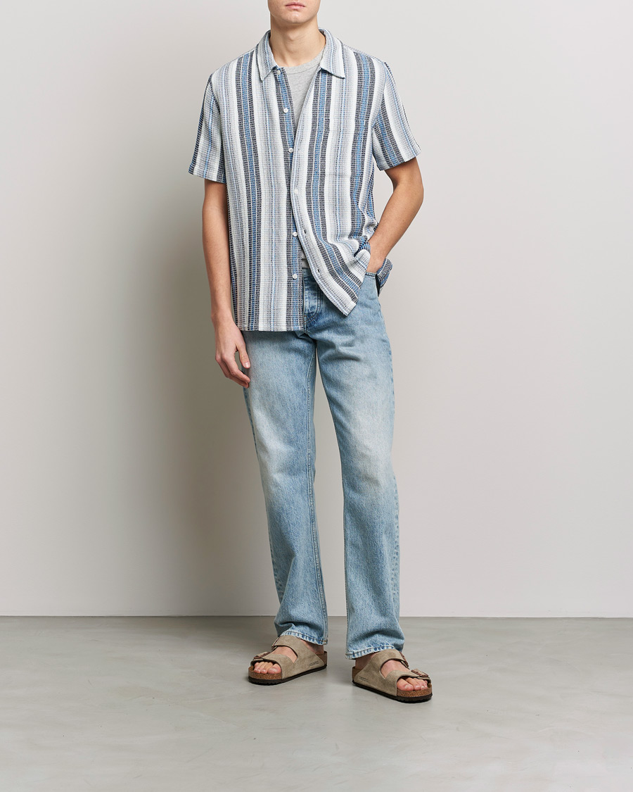 Herren | Hemden | Samsøe Samsøe | Samsøe & Samsøe Avan Organic Cotton Short Sleeve Shirt Blue Stripe