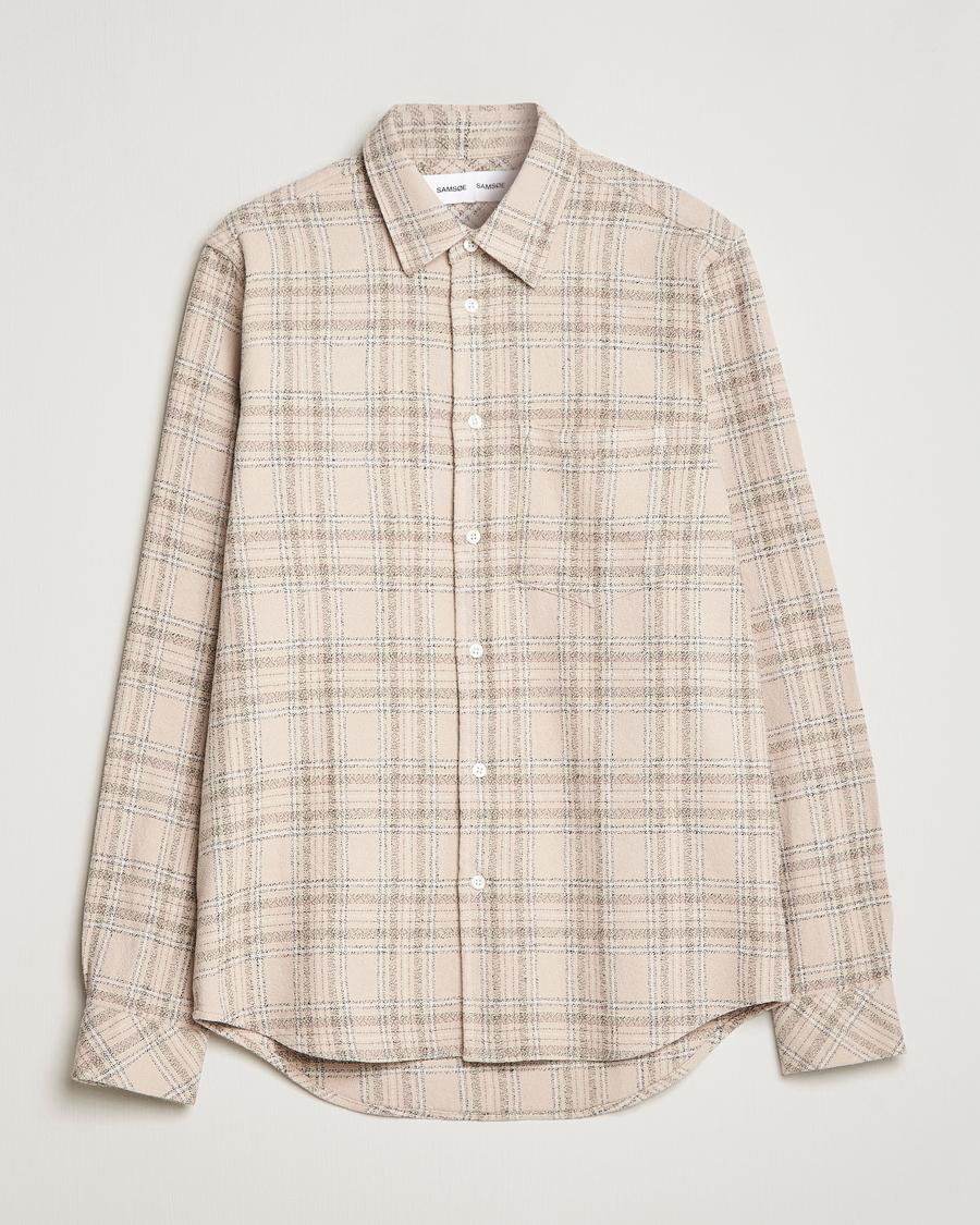 Herren | Hemden | Samsøe Samsøe | Samsøe & Samsøe Liam Organic Cotton Overshirt Oatmeal Check