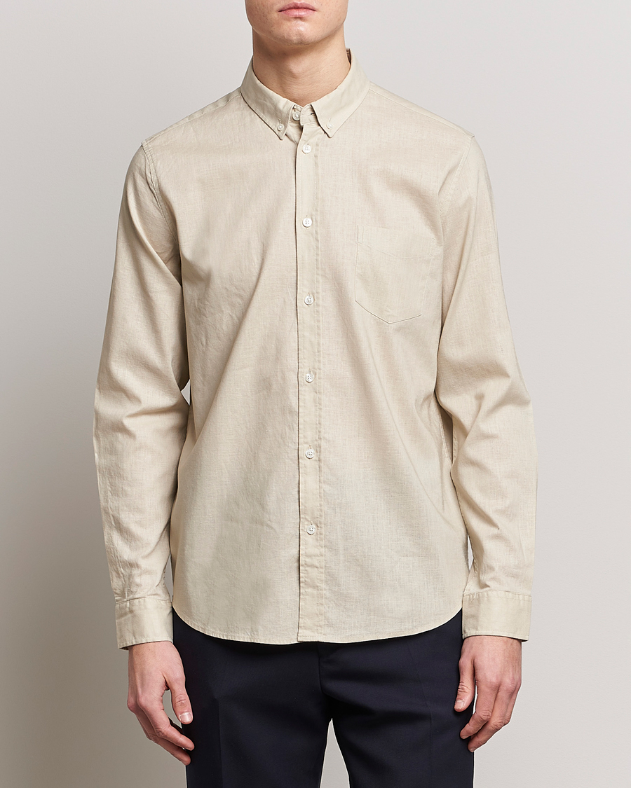 Herren | Hemden | Samsøe Samsøe | Samsøe & Samsøe Liam Linen Cotton Shirt Oatmeal