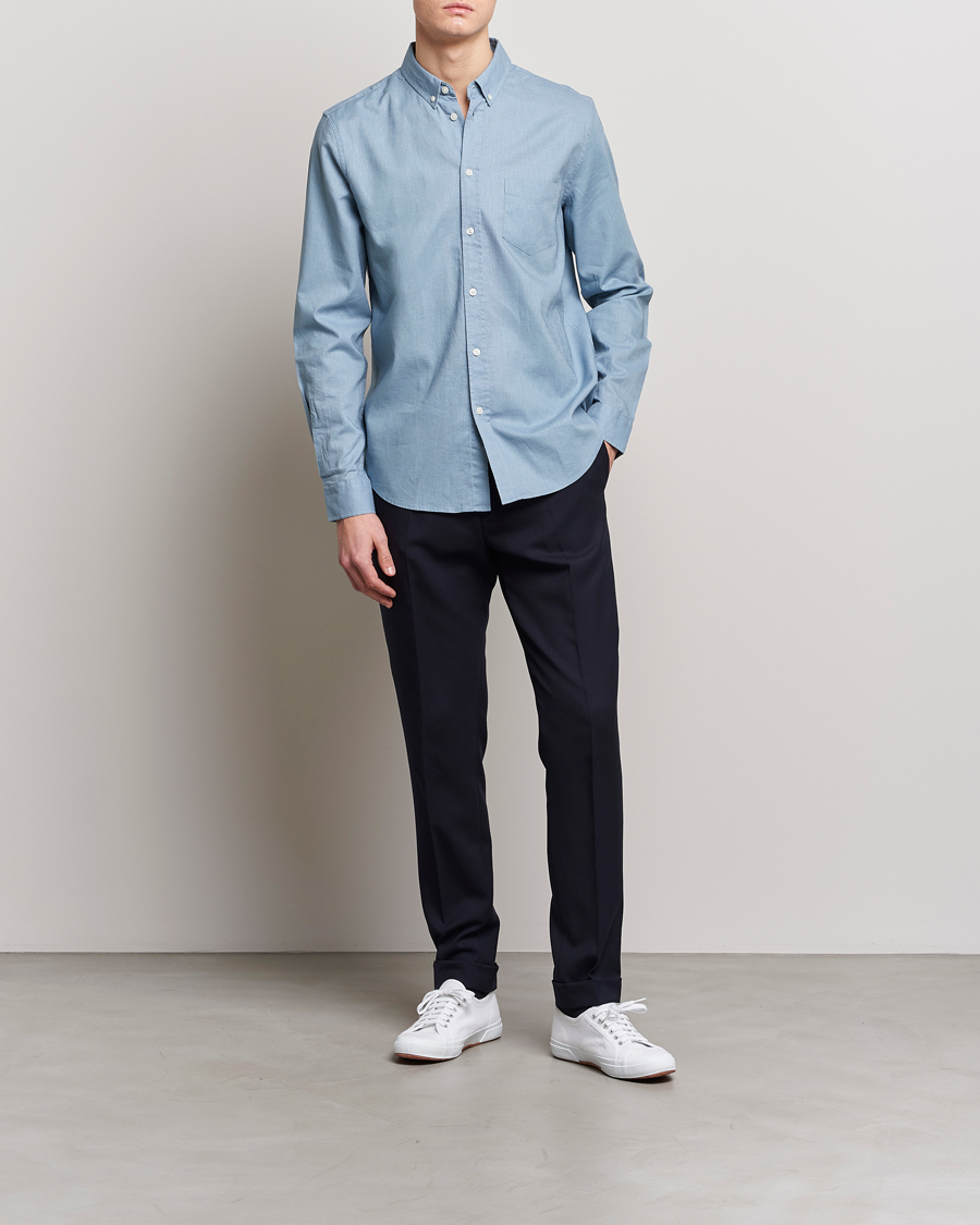 Herren | Hemden | Samsøe Samsøe | Samsøe & Samsøe Liam Linen Cotton Shirt Ashley Blue