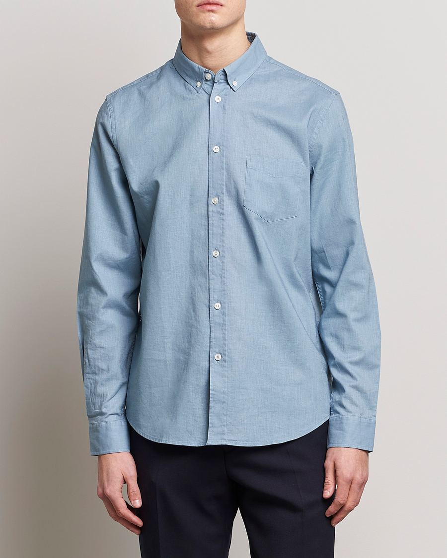 Herren | Hemden | Samsøe Samsøe | Samsøe & Samsøe Liam Linen Cotton Shirt Ashley Blue