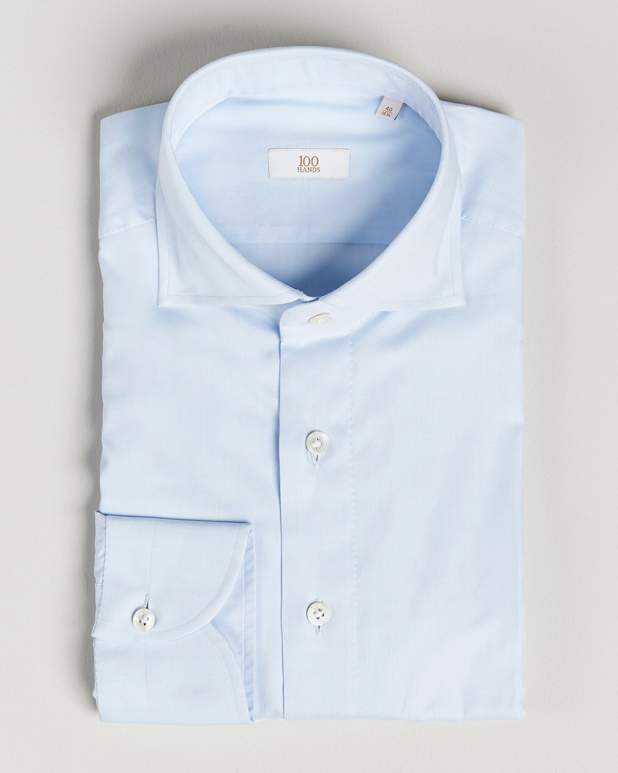 Herren | Hemden | 100Hands | Gold Line Cotton Twill Cut Away Shirt Light Blue
