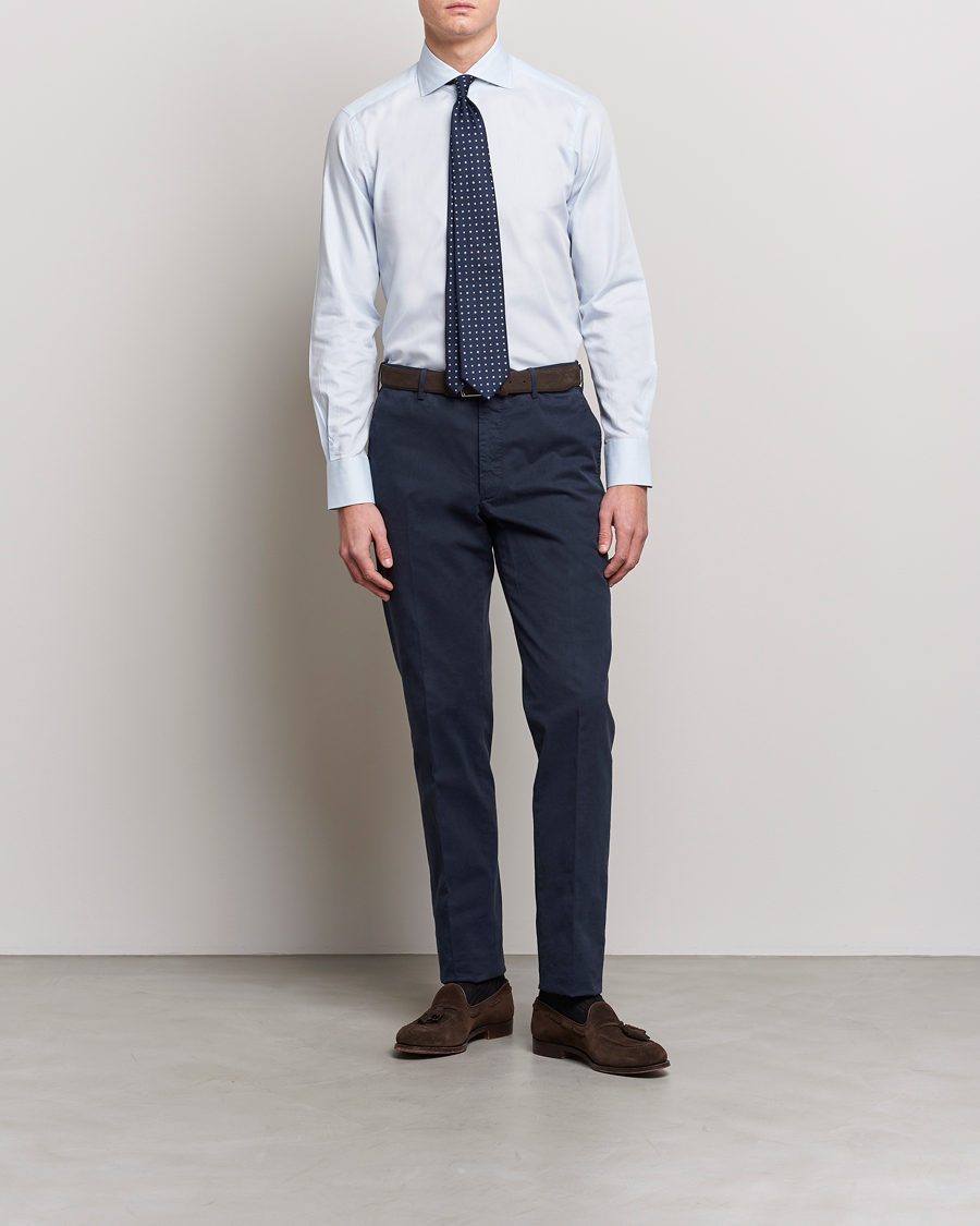 Herren | Hemden | 100Hands | Gold Line Cotton Twill Cut Away Shirt Light Blue