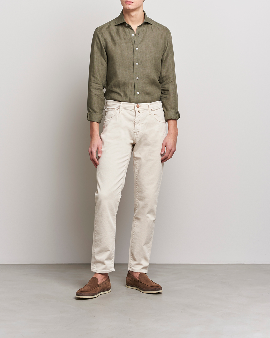 Herren | Hemden | 100Hands | Signature Linen Cut Away Shirt Green