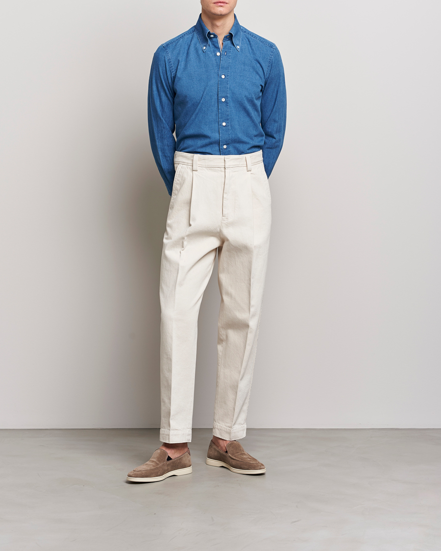 Herren | Hemden | 100Hands | Japanese Denim Bata Wash Shirt Blue