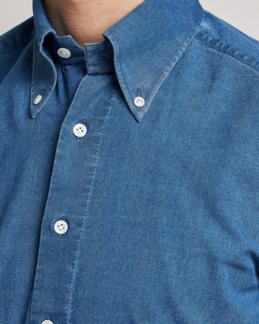 Herren | Hemden | 100Hands | Japanese Denim Bata Wash Shirt Blue