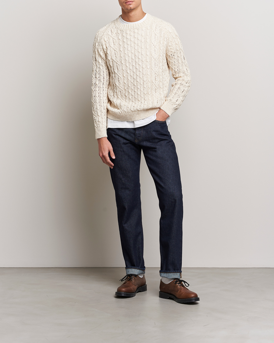 Herren | Pullover | Peregrine | Linen Arran Jumper Cream