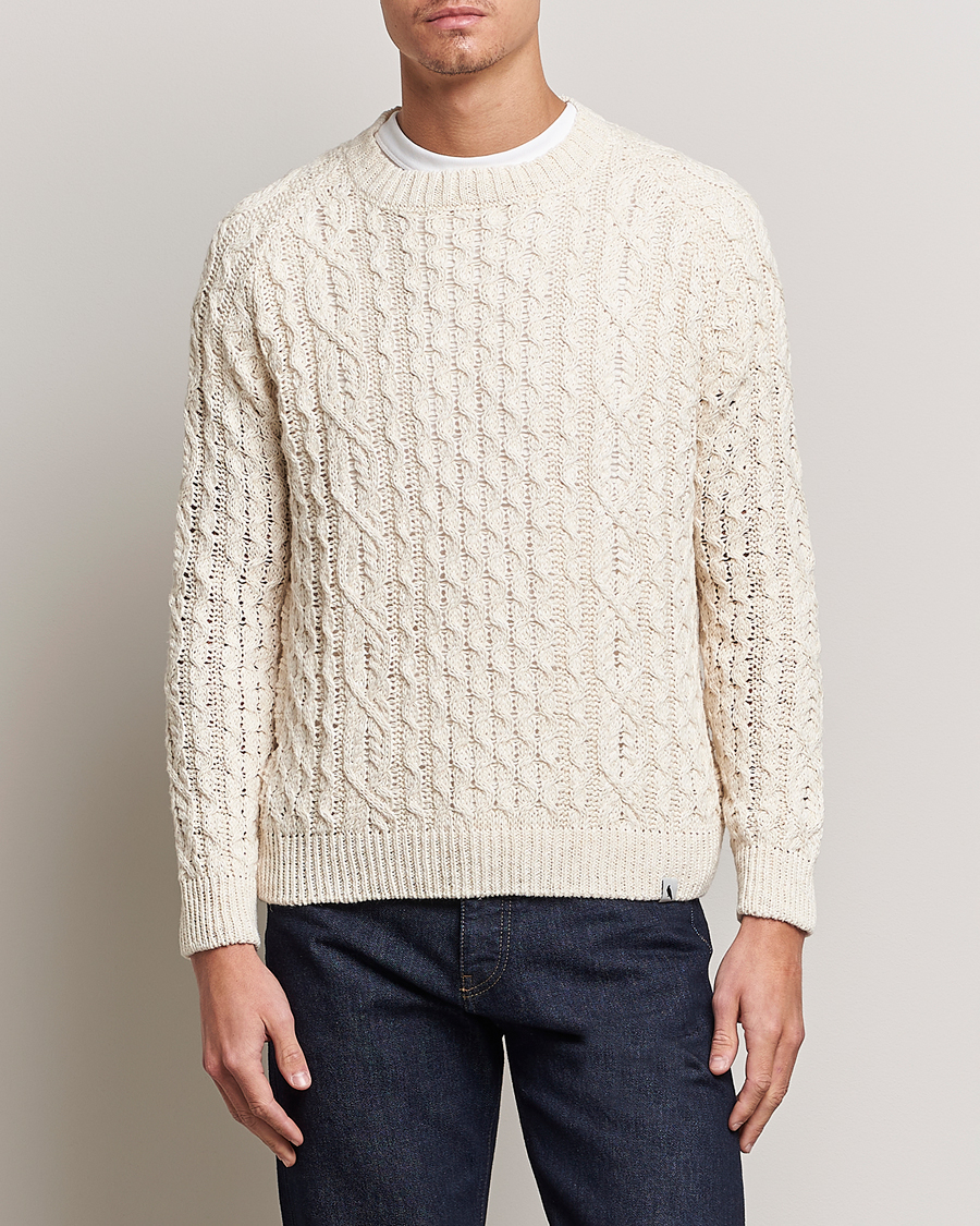 Herren | Pullover | Peregrine | Linen Arran Jumper Cream