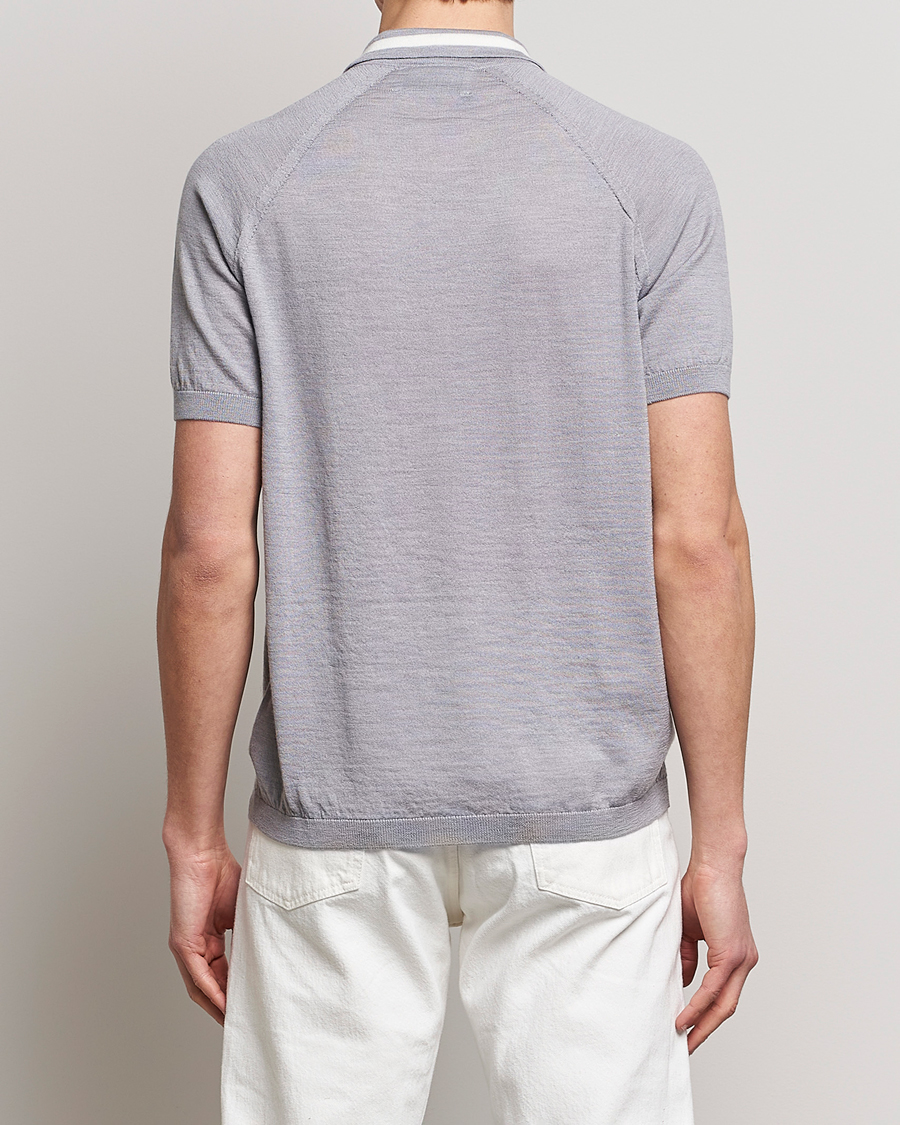Herren | Poloshirts | Peregrine | Textured Wool Short Sleeve Poloshirt Light Grey
