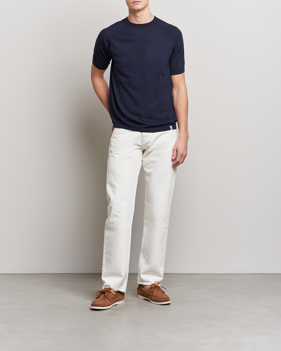Herren | T-Shirts | Peregrine | Knitted Wool T-Shirt Navy