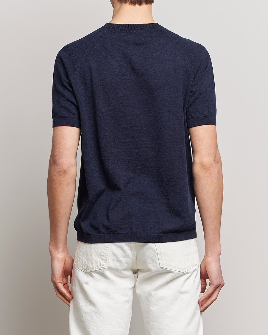 Herren | T-Shirts | Peregrine | Knitted Wool T-Shirt Navy