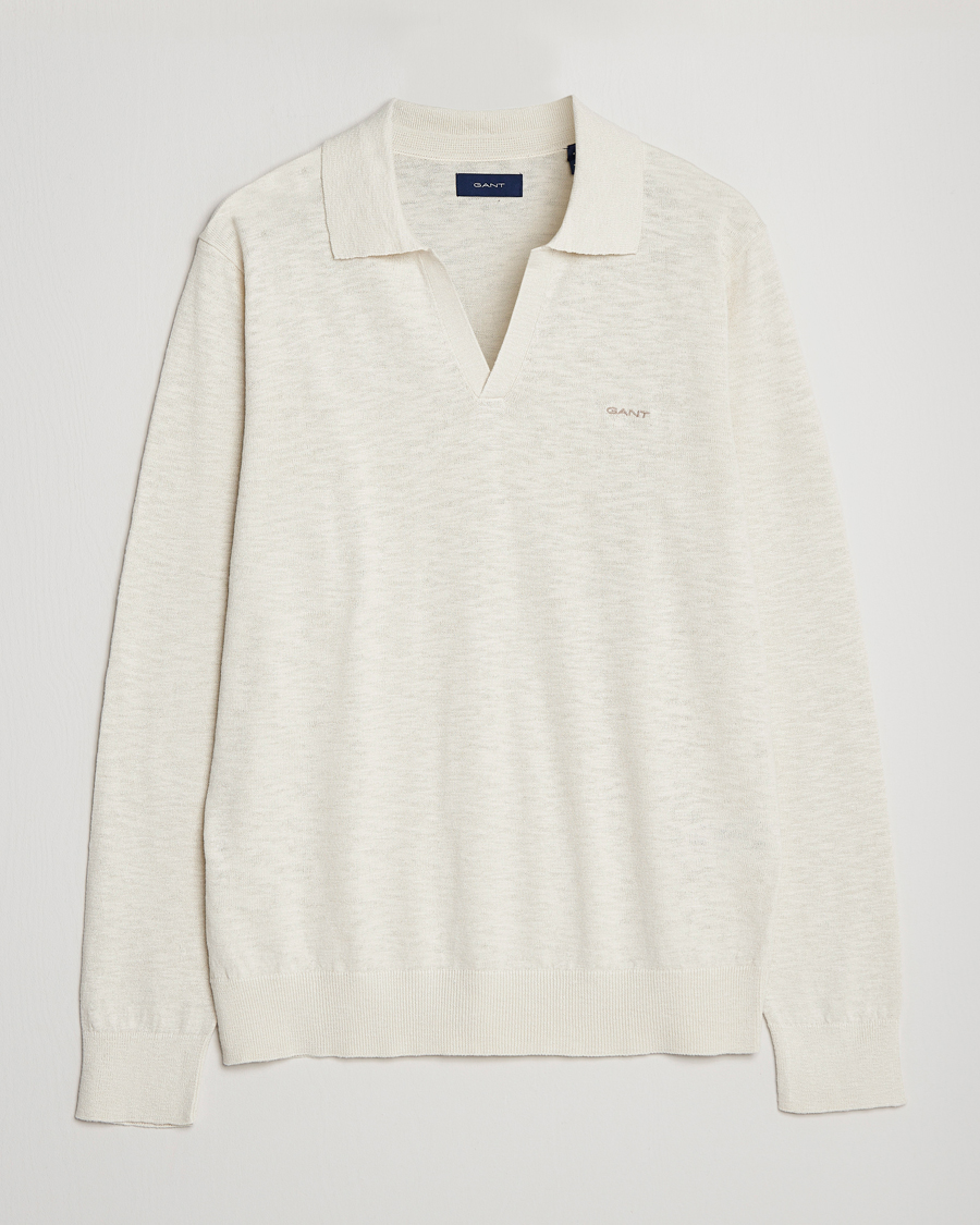 Herren | Pullover | GANT | Cotton/Linen Knitted Polo Putty