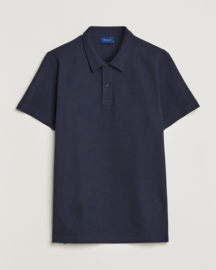 Herren | Poloshirts | GANT | Waffle Textured Polo Evening Blue