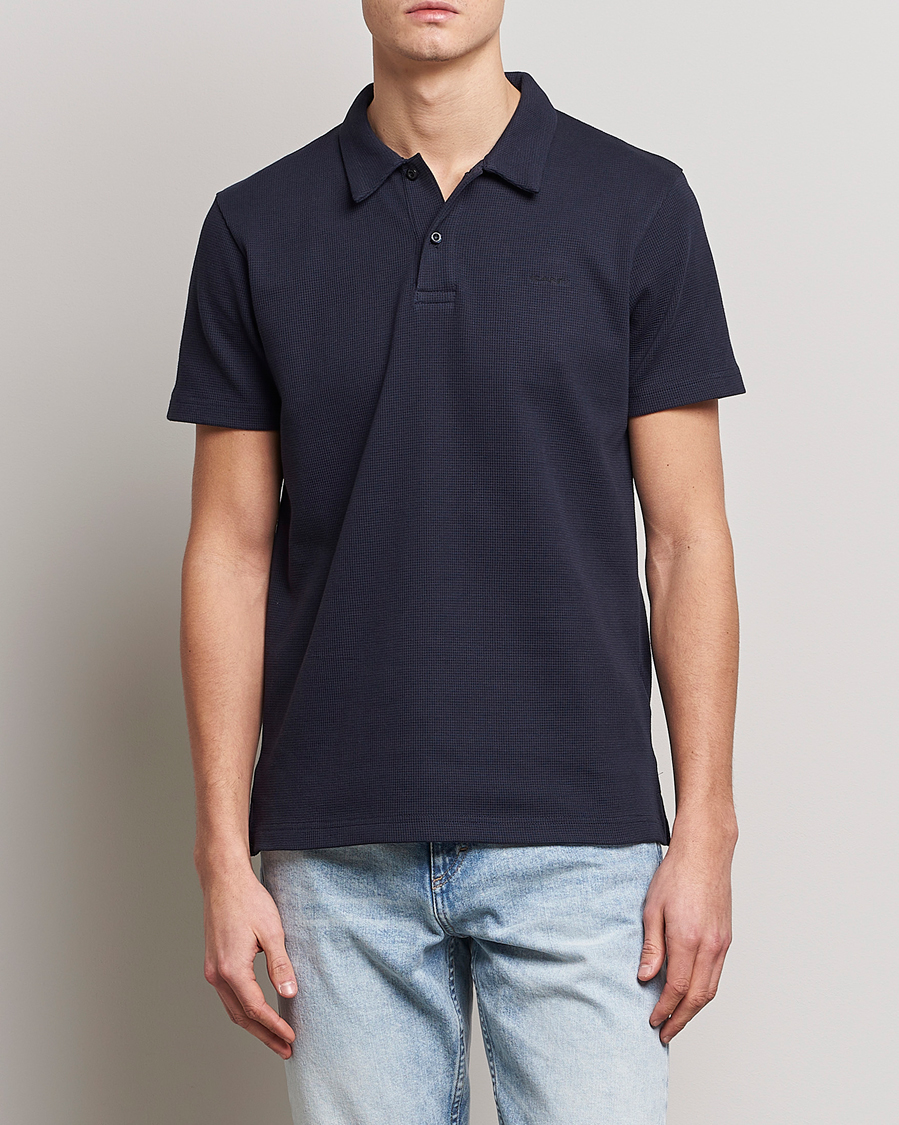 Herren | Poloshirts | GANT | Waffle Textured Polo Evening Blue