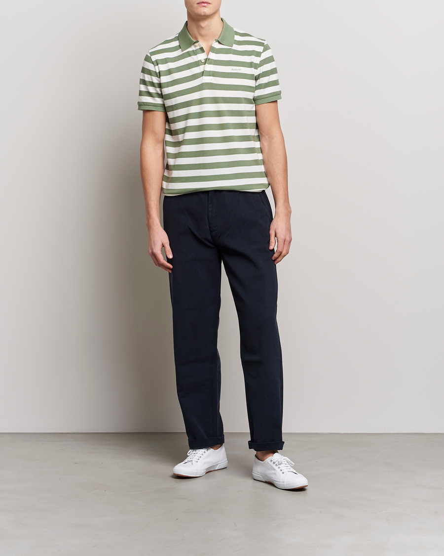 Herren | Poloshirts | GANT | Striped Polo Calamata Green