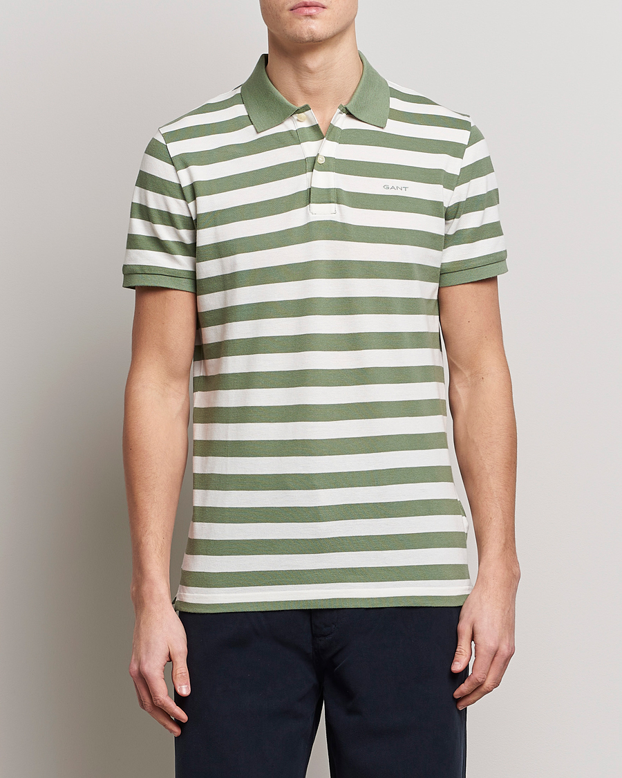 Herren | Poloshirts | GANT | Striped Polo Calamata Green