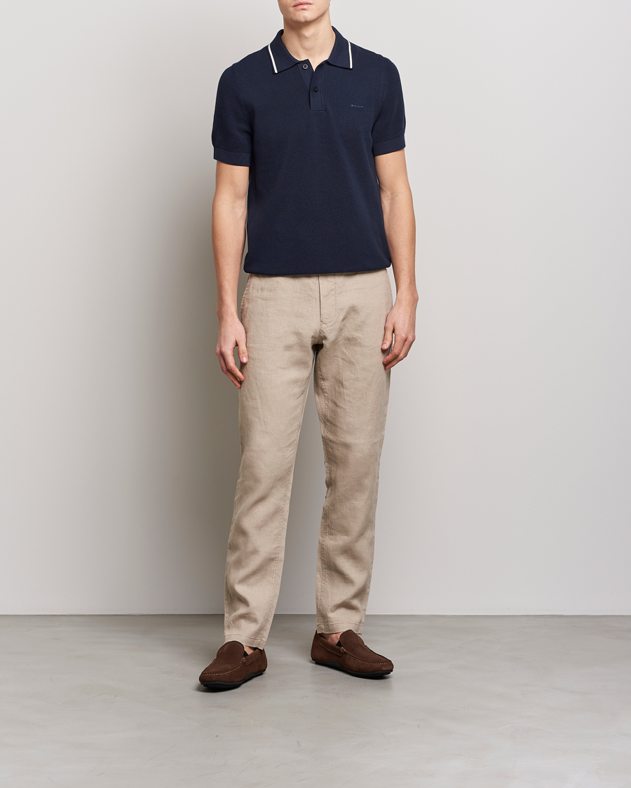 Herren | Poloshirts | Gant | Cotton Knitted Polo Evening Blue