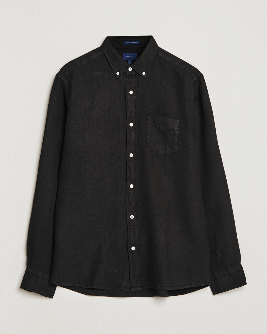 Herren | Hemden | GANT | Regular Fit Garment Dyed Linen Shirt Black