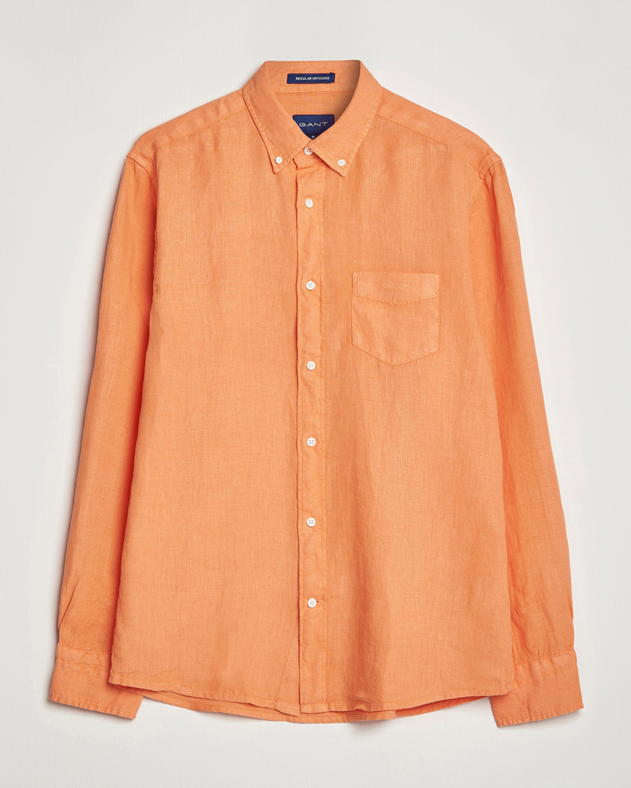 Herren | Hemden | GANT | Regular Fit Garment Dyed Linen Shirt Apricot Orange