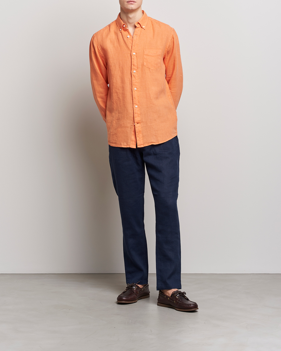 Herren | Hemden | GANT | Regular Fit Garment Dyed Linen Shirt Apricot Orange