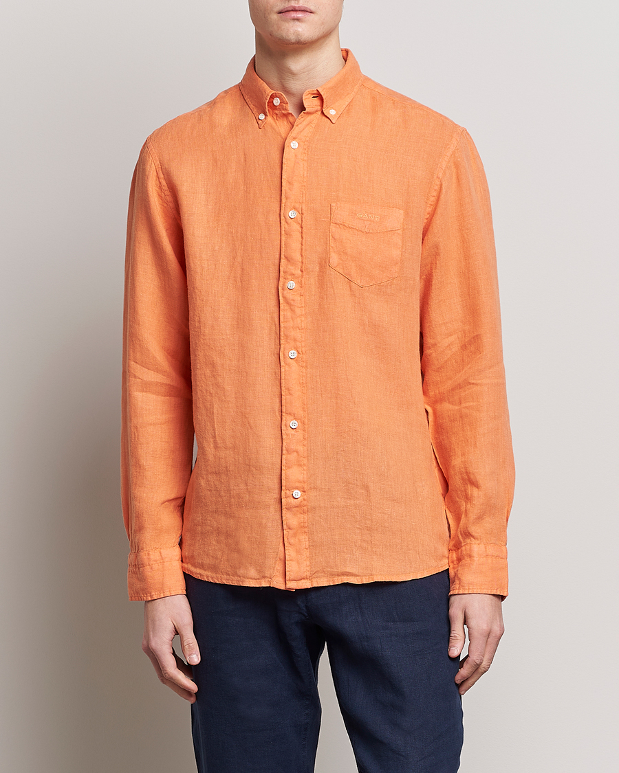 Herren | Hemden | GANT | Regular Fit Garment Dyed Linen Shirt Apricot Orange