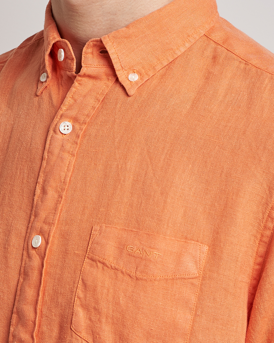 Herren | Hemden | GANT | Regular Fit Garment Dyed Linen Shirt Apricot Orange