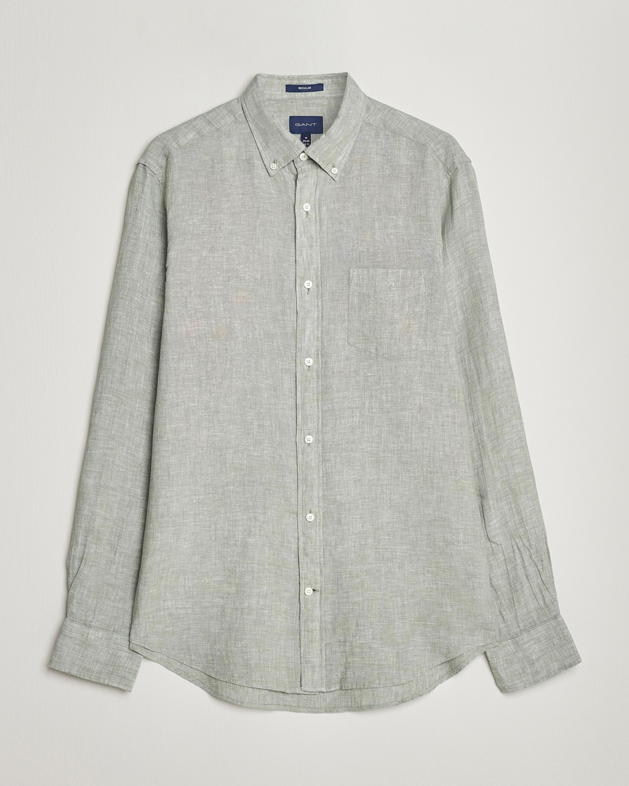 Herren | Hemden | GANT | Regular Fit Linen Shirt Calamata Green