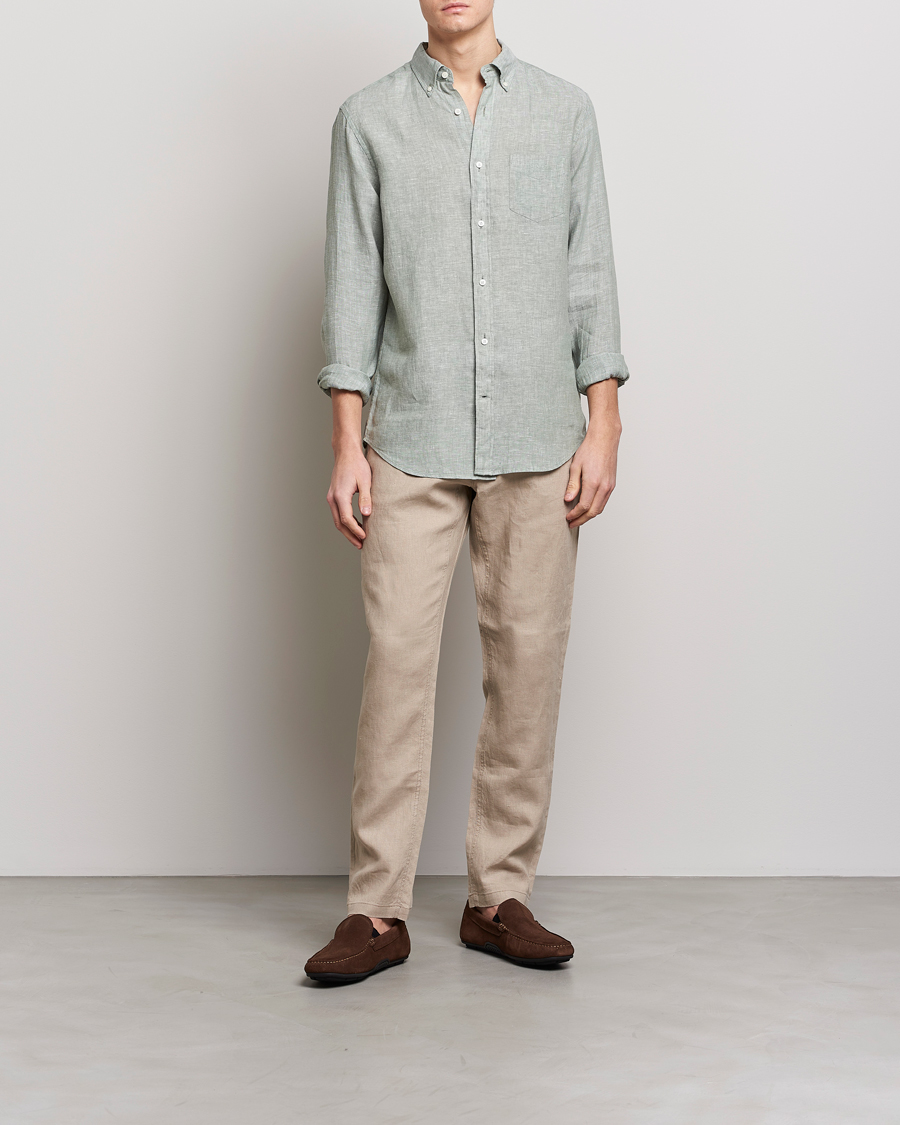 Herren | Hemden | GANT | Regular Fit Linen Shirt Calamata Green