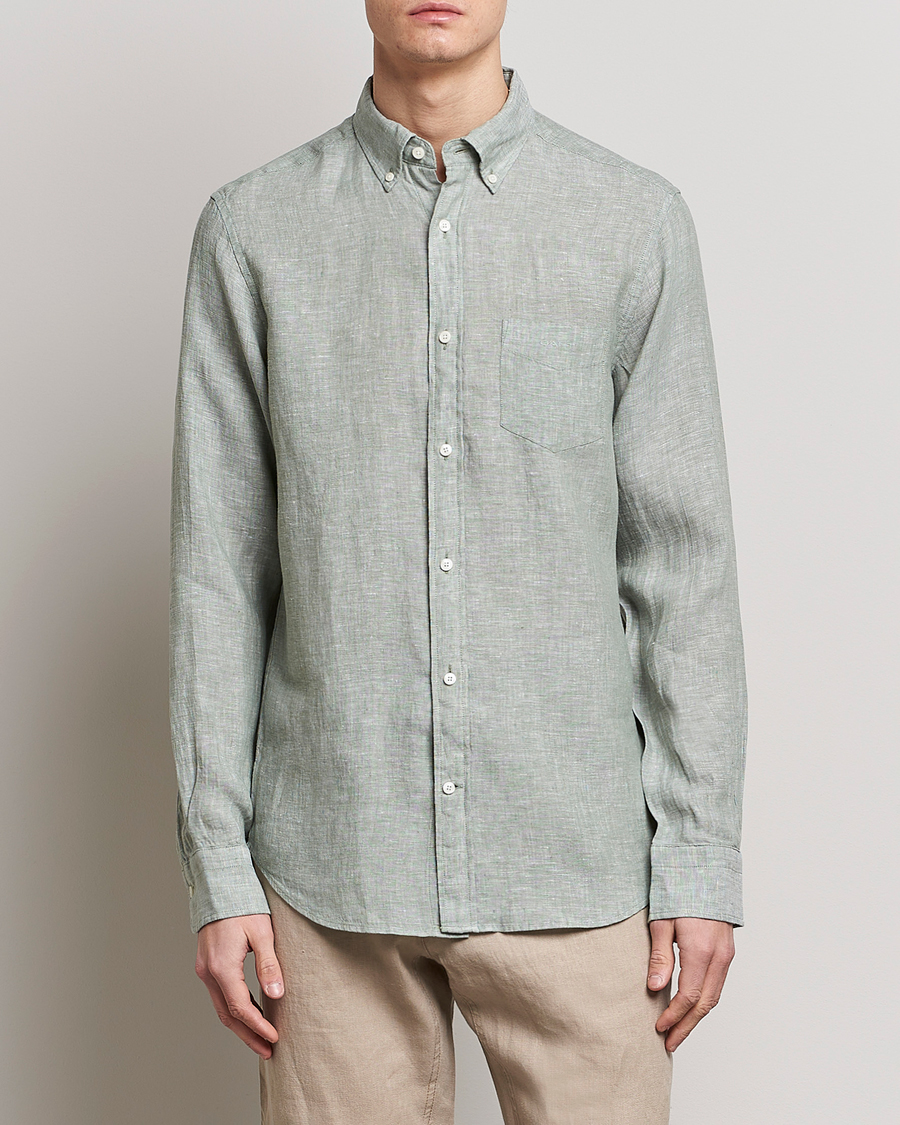 Herren | Hemden | GANT | Regular Fit Linen Shirt Calamata Green