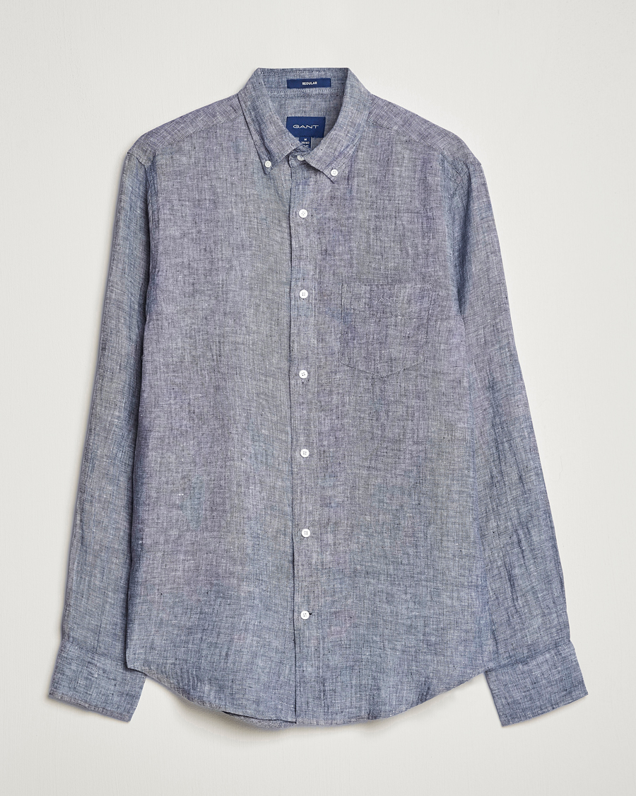 Herren | Hemden | GANT | Regular Fit Linen Shirt Marine