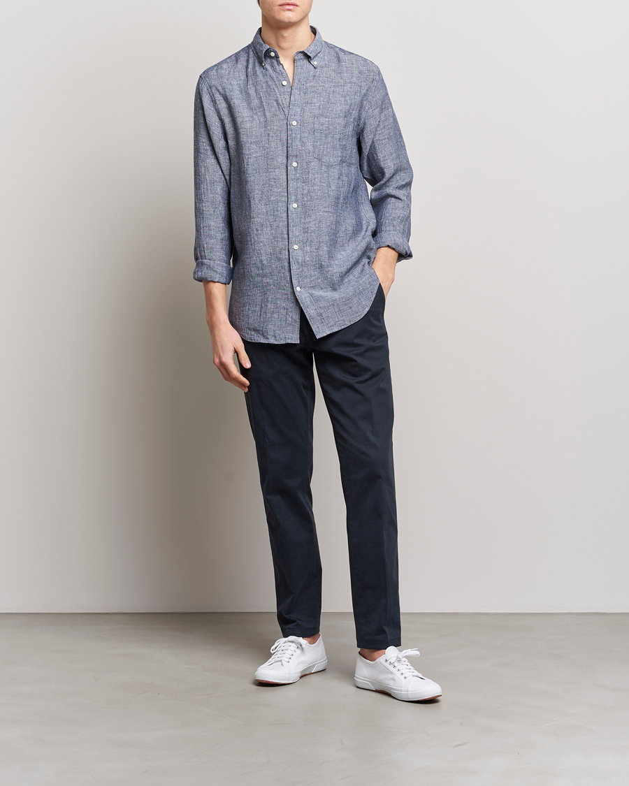 Herren | Hemden | GANT | Regular Fit Linen Shirt Marine