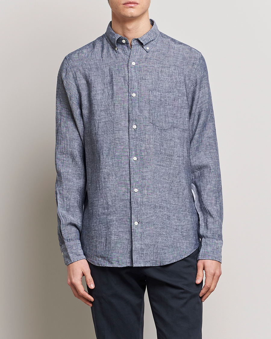 Herren | Hemden | GANT | Regular Fit Linen Shirt Marine