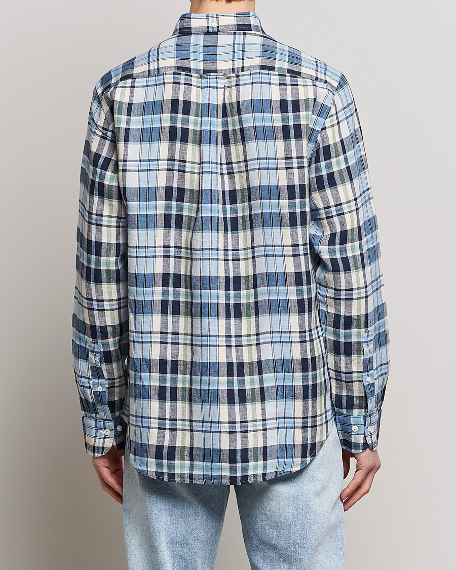 Herren | Hemden | GANT | Regular Fit Linen Madras Checked Shirt Marine Multi