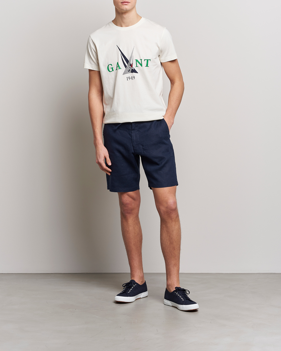Herren | T-Shirts | GANT | Sailing Logo Crew Neck T-Shirt Cream