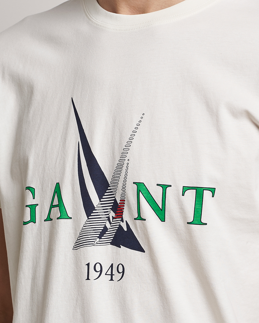 Herren | T-Shirts | GANT | Sailing Logo Crew Neck T-Shirt Cream