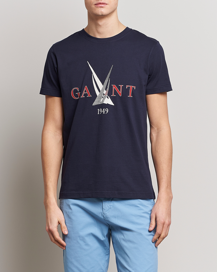 Herren | T-Shirts | GANT | Sailing Logo Crew Neck T-Shirt Evening Blue