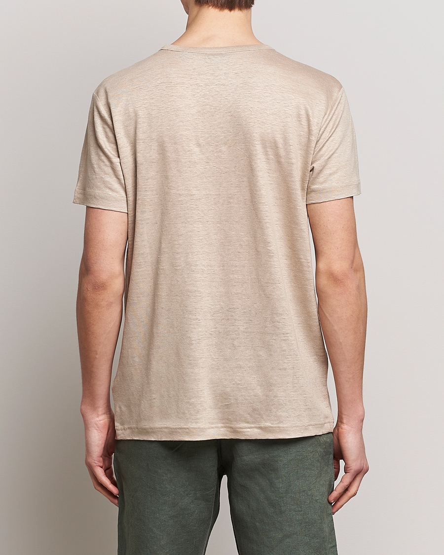 Herren | T-Shirts | GANT | Cotton/Linen Crew Neck T-Shirt Khaki Beige