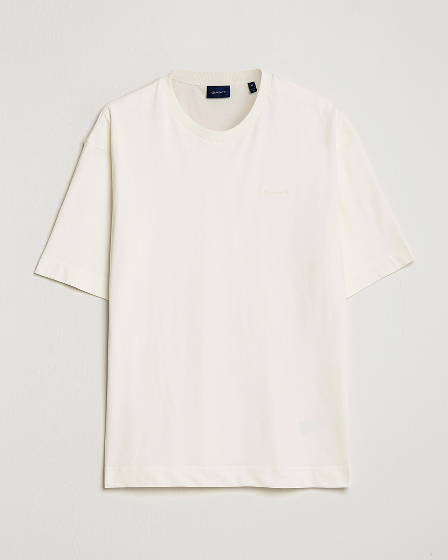 Herren | T-Shirts | GANT | Icon Crew Neck T-Shirt Cream