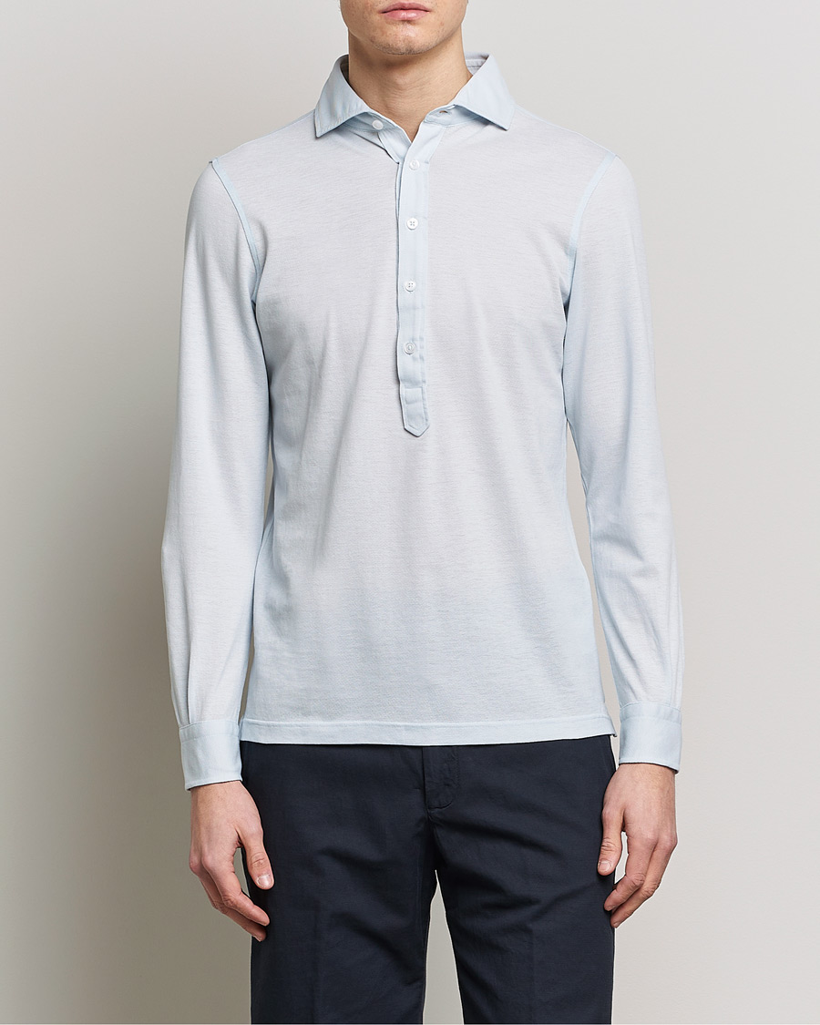 Herren | Italian Department | Gran Sasso | Popover Shirt Light Blue