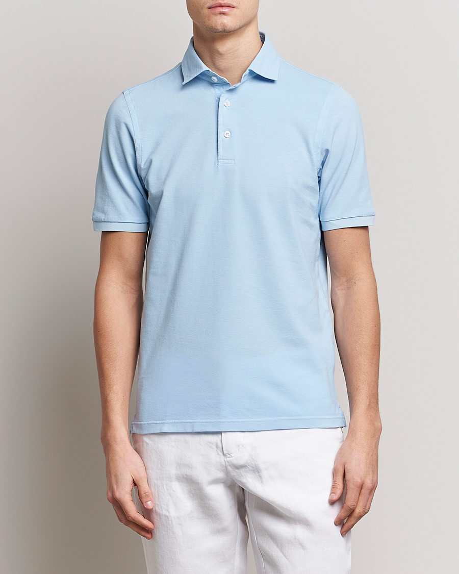 Herren | Kurzarm-Poloshirts | Gran Sasso | Washed Polo Light Blue