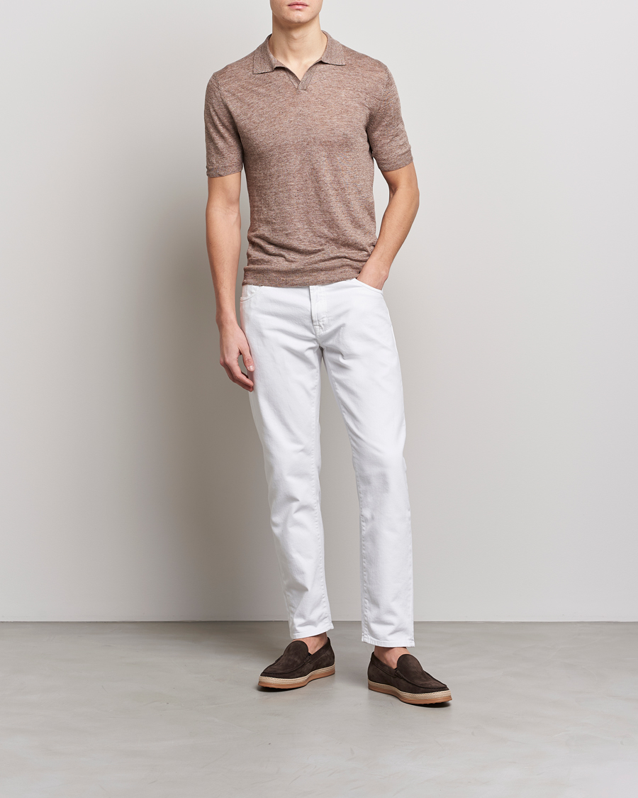 Herren | Poloshirts | Gran Sasso | Knitted Linen Polo Beige Melange