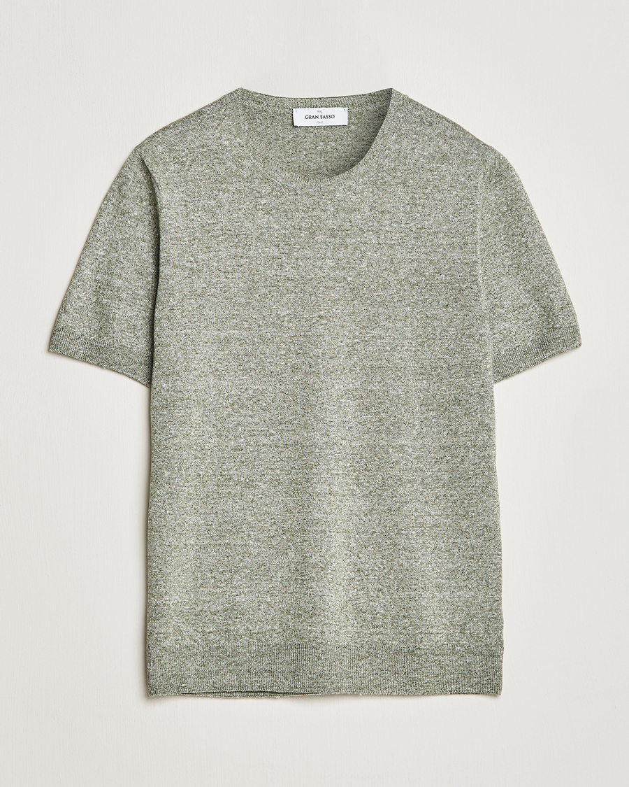 Herren | T-Shirts | Gran Sasso | Cotton/Linen Knitted Tee Green