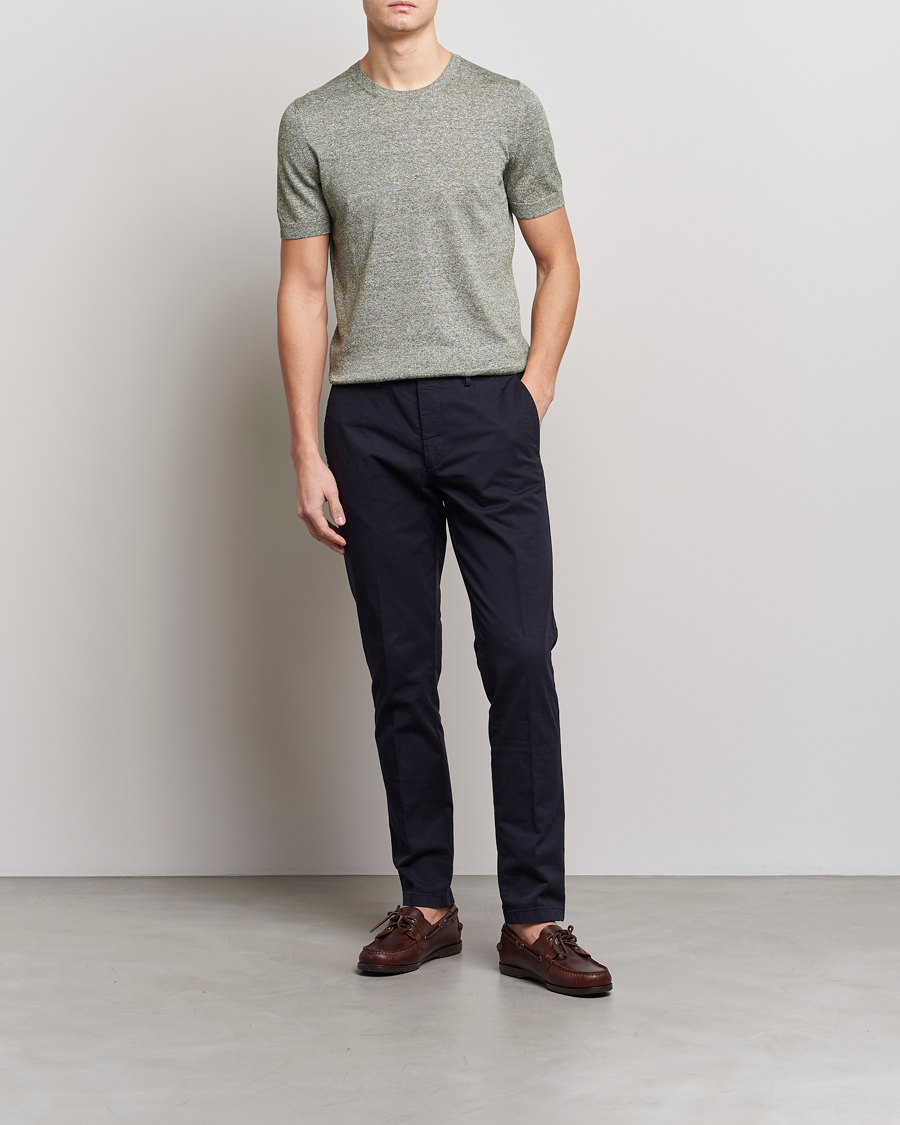 Herren | T-Shirts | Gran Sasso | Cotton/Linen Knitted Tee Green
